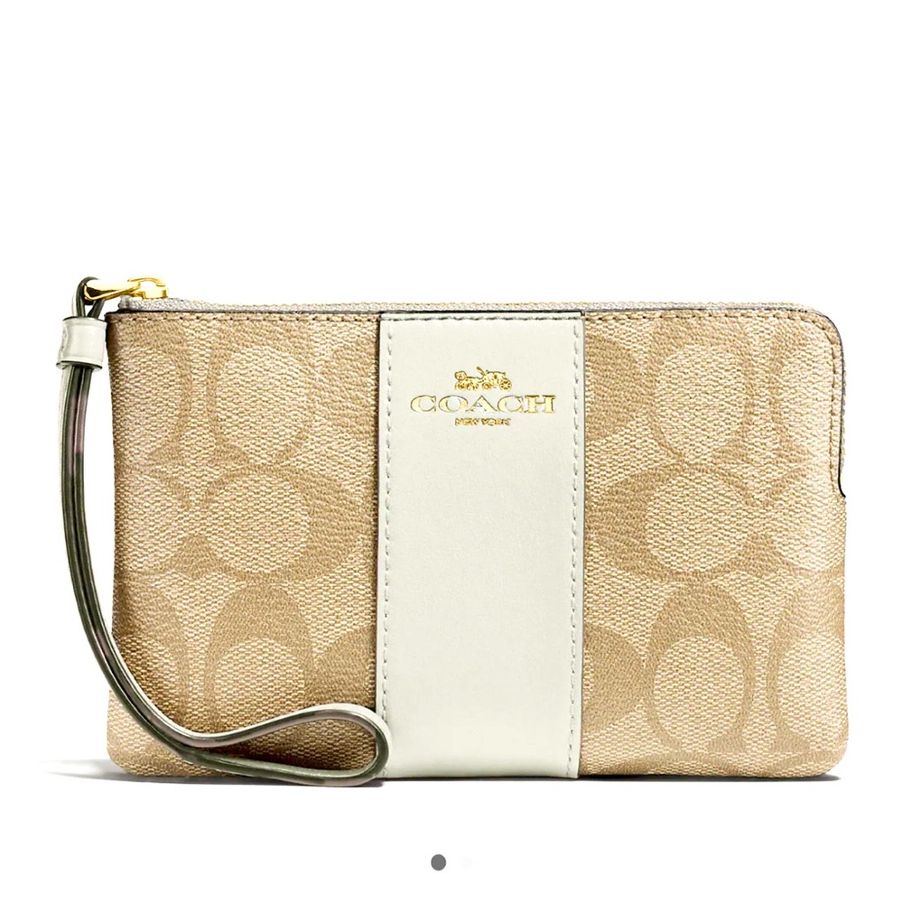 NWT COACH Corner Zip Wristlet In Signature Canvas
